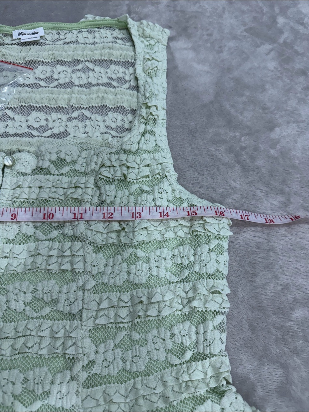 Kimchi Blue Urban Outfitters Lace Ruffle Peplum Top Green L Coquette Y2K - Picture 5 of 7